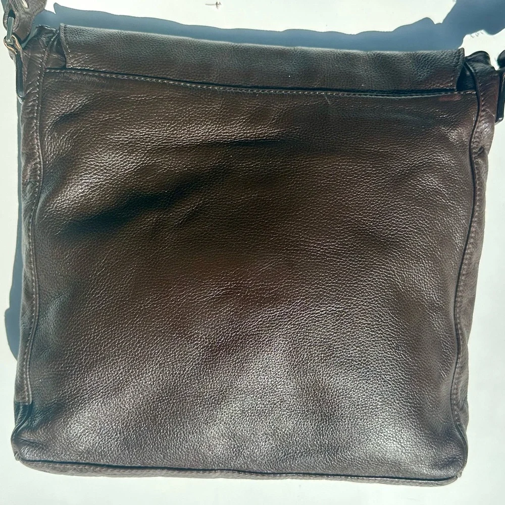 A. Testoni Men's Dark Brown Leather Crossbody Messenger Work Bag, 12.5”x14”